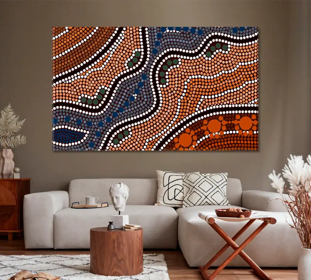 3riveraboriginalstyledotpaintingxxxlargecanvas