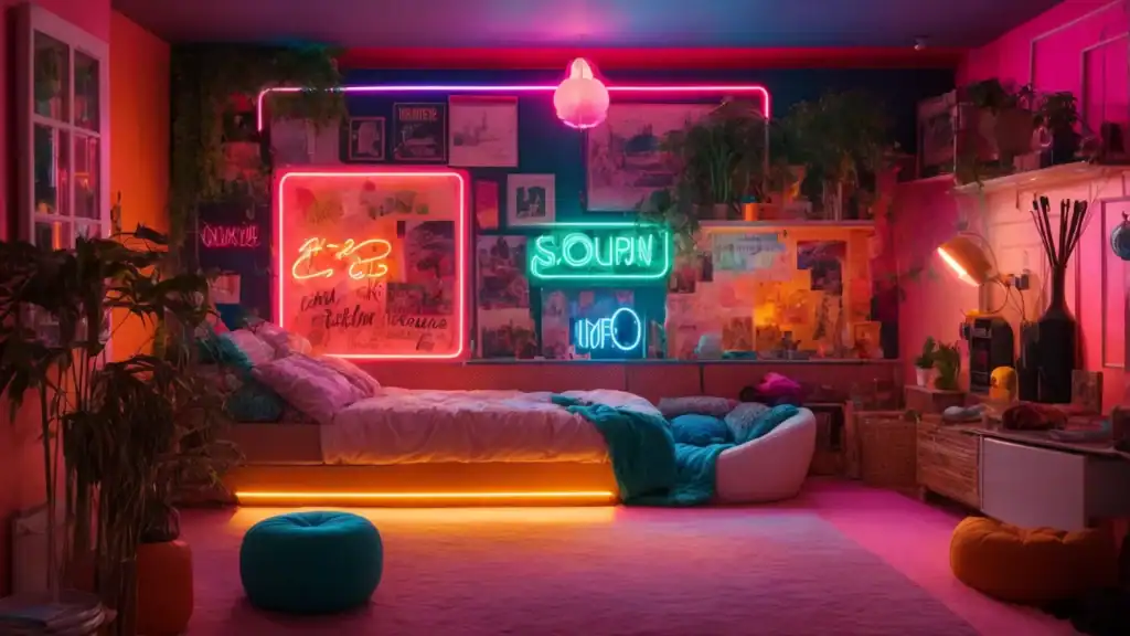 Photoreal A Playful Collage Of Different Rooms In A Home Bedro 0