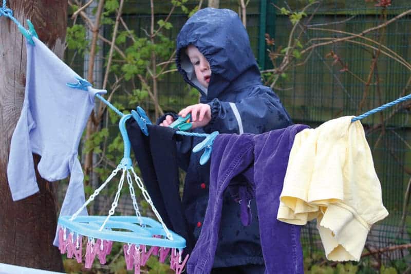 Hanging Laundry On A Clothesline