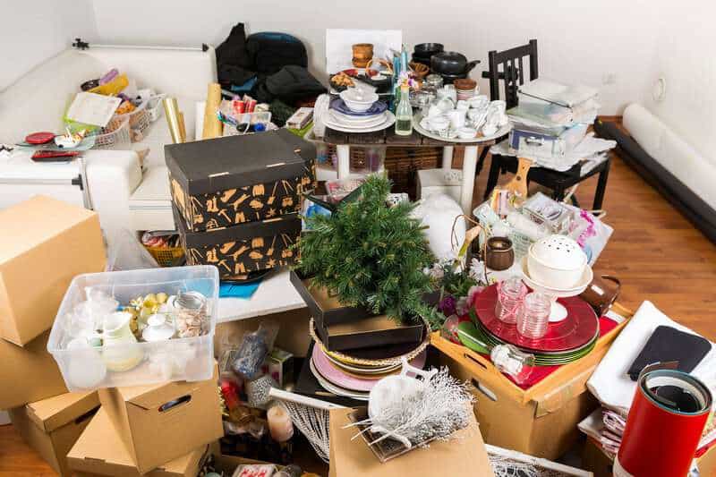 Messy Room Full Of Clutter And Junk Compulsive Hoarding. Hoarding Disorder.