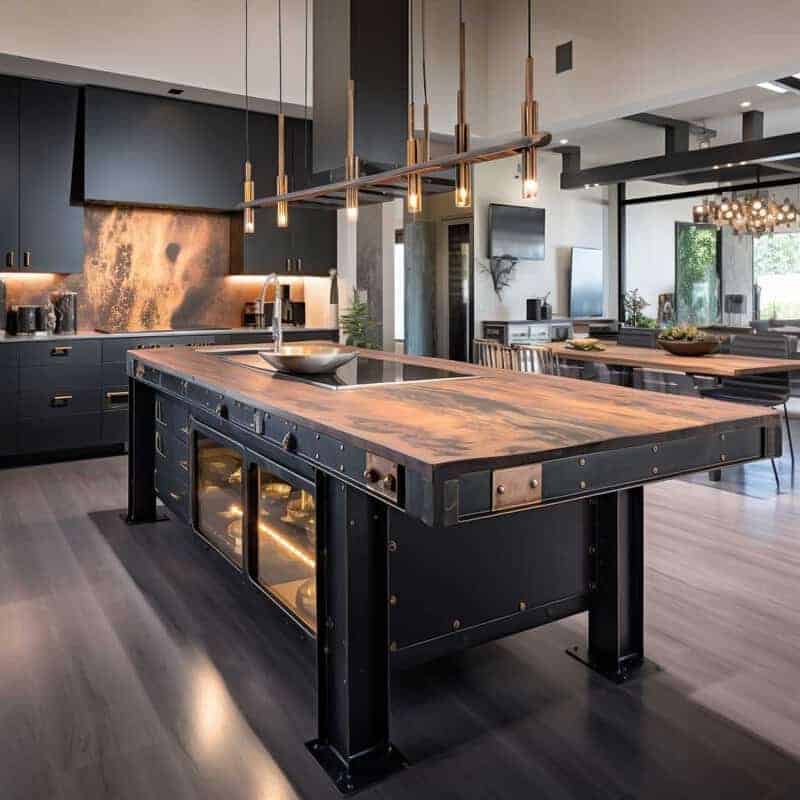 Industrial Chic Island With Metal And Wood