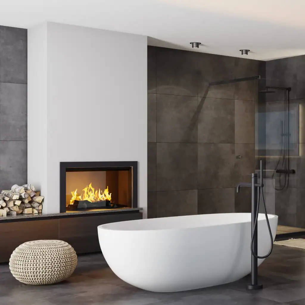 Indoor Fireplace In The Bathroom