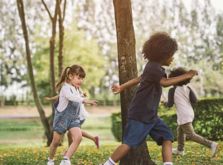 Cute Children Playing Around Trees Park 1048944 8764098