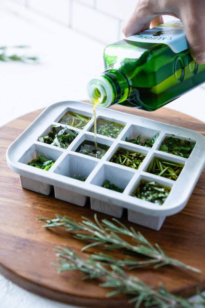Freeze Leftover Herbs In Olive Oil