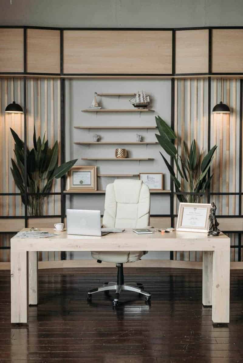 7. Home Office Floating Desks with Shelves