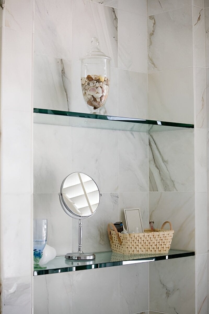12. Bathroom Glass Shelves