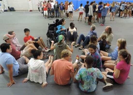 Students team building exercise 550x392