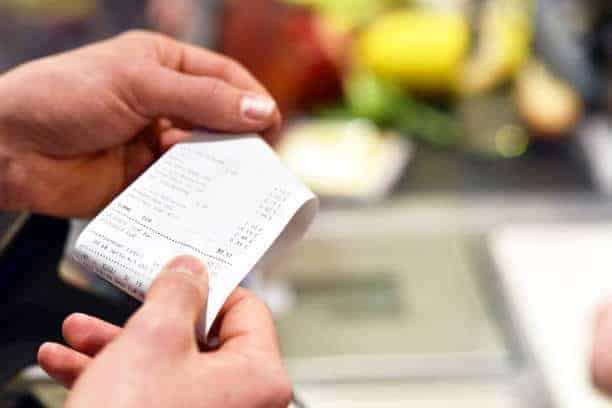 Receipt after payment in the supermarket