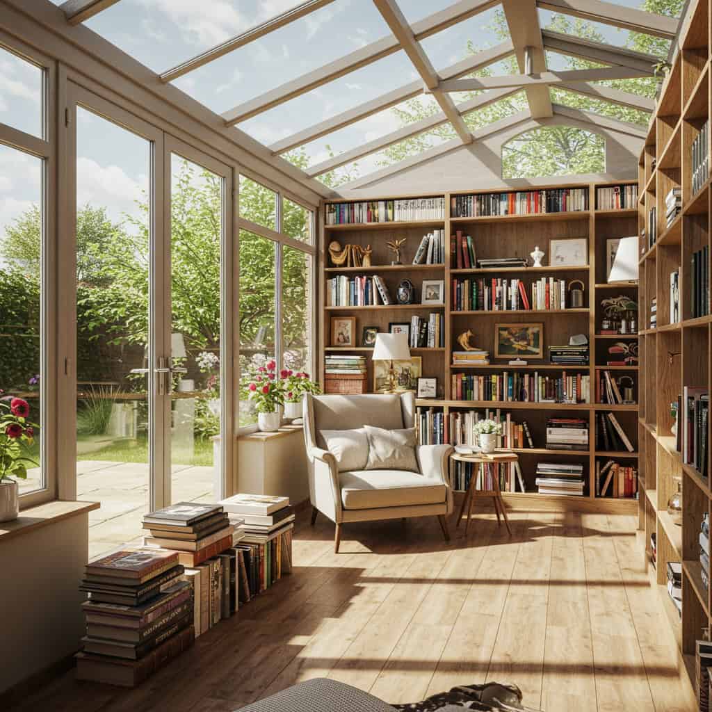 3. Sunlit Conservatory Library