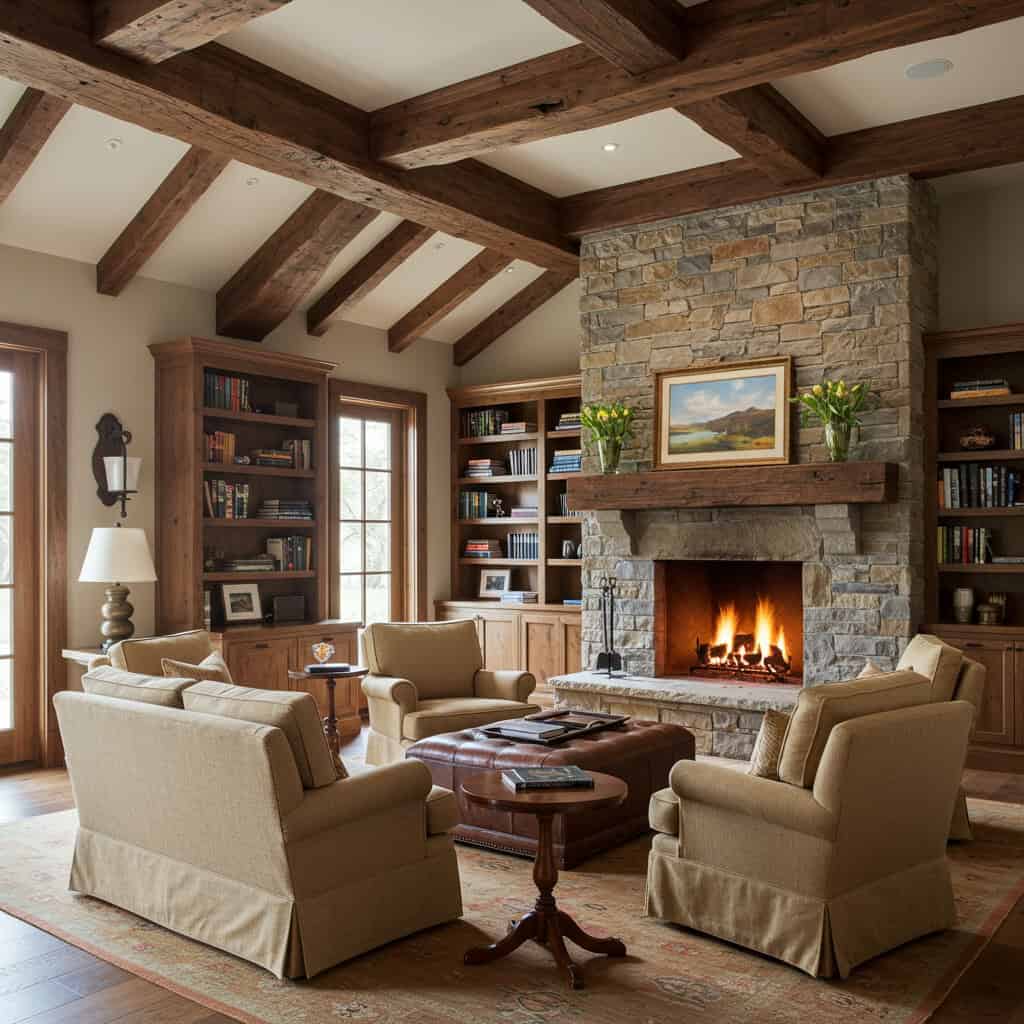 10. Rustic Retreat with a Fireplace