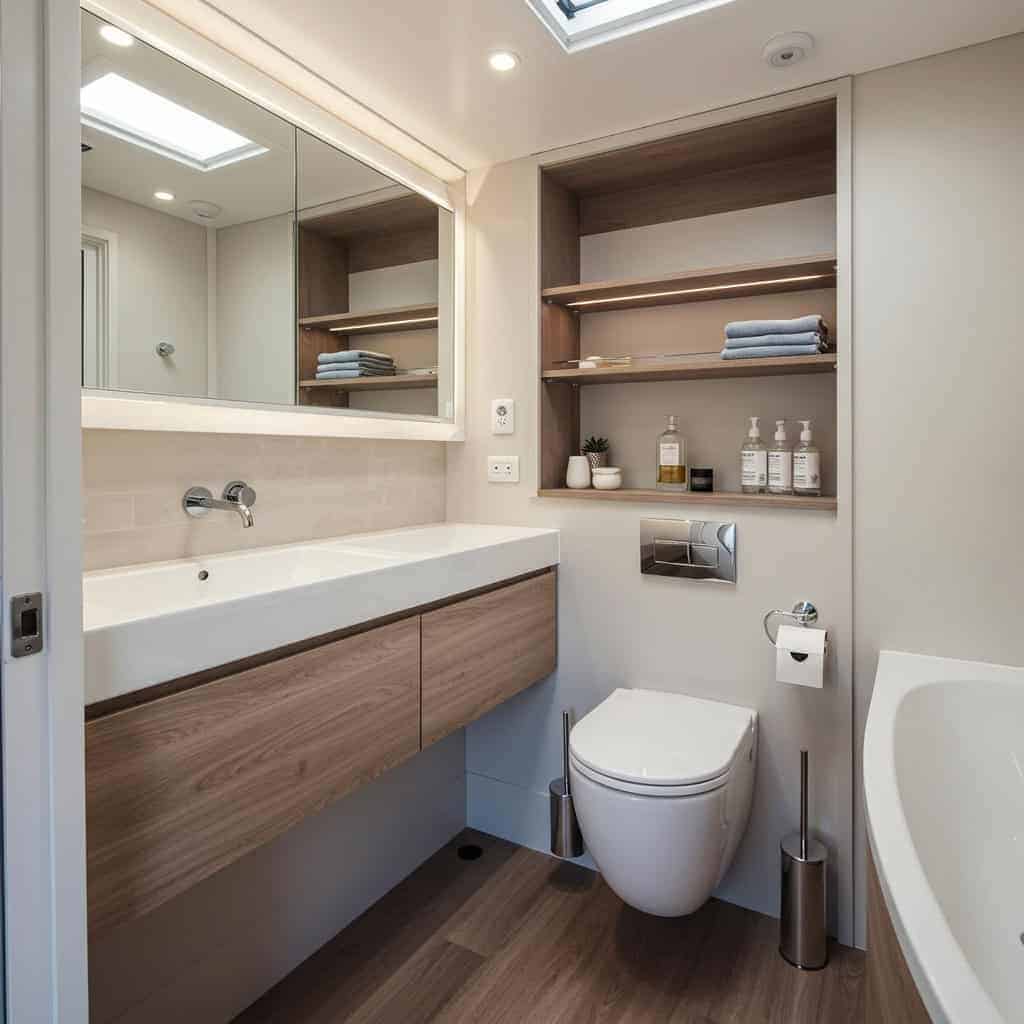 8. Streamlined Bathrooms with Space-Saving Fixtures